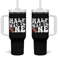 Half Way To One Tumbler With Handle 1/2 Birthday Baby Boy Football - Wonder Print Shop