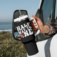 Half Way To One Tumbler With Handle 1/2 Birthday Baby Boy Football - Wonder Print Shop