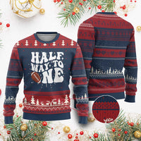 Half Way To One Knitted Sweatshirt 1/2 Birthday Baby Boy Football - Wonder Print Shop