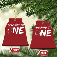 HalfWay To One Christmas Ornament Baby Boy 1/2 Birthday Outfits Football - Wonder Print Shop