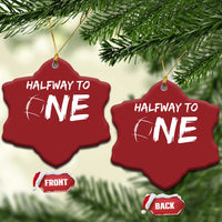 HalfWay To One Christmas Ornament Baby Boy 1/2 Birthday Outfits Football - Wonder Print Shop