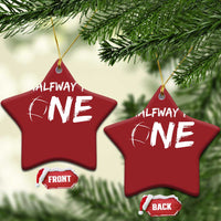 HalfWay To One Christmas Ornament Baby Boy 1/2 Birthday Outfits Football - Wonder Print Shop