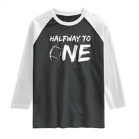 HalfWay To One Raglan Shirt Baby Boy 1/2 Birthday Outfits Football - Wonder Print Shop
