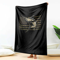 Fishing Camouflage US Flag Throw Blanket Swordfish Fish Fisherman Camo - Wonder Print Shop