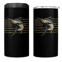Fishing Camouflage US Flag 4 in 1 Can Cooler Tumbler Swordfish Fish Fisherman Camo - Wonder Print Shop