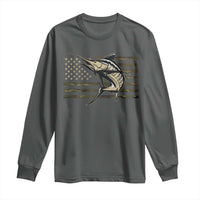 Fishing Camouflage US Flag Long Sleeve Shirt Swordfish Fish Fisherman Camo - Wonder Print Shop