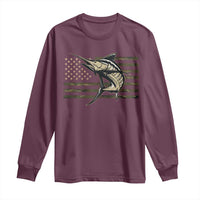 Fishing Camouflage US Flag Long Sleeve Shirt Swordfish Fish Fisherman Camo - Wonder Print Shop