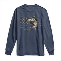 Fishing Camouflage US Flag Long Sleeve Shirt Swordfish Fish Fisherman Camo - Wonder Print Shop