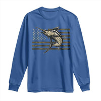 Fishing Camouflage US Flag Long Sleeve Shirt Swordfish Fish Fisherman Camo - Wonder Print Shop