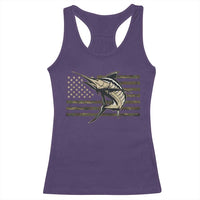 Fishing Camouflage US Flag Racerback Tank Top Swordfish Fish Fisherman Camo - Wonder Print Shop