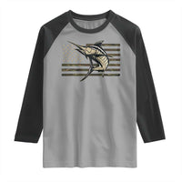 Fishing Camouflage US Flag Raglan Shirt Swordfish Fish Fisherman Camo - Wonder Print Shop