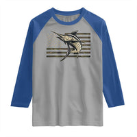 Fishing Camouflage US Flag Raglan Shirt Swordfish Fish Fisherman Camo - Wonder Print Shop