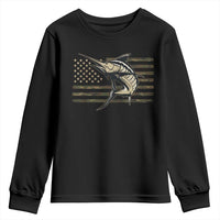 Fishing Camouflage US Flag Youth Sweatshirt Swordfish Fish Fisherman Camo - Wonder Print Shop