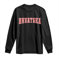 Vintage Hrvatska Long Sleeve Shirt Retro Varsity Croatia Zagreb Croatian Flag