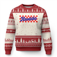 Hrvatska Ugly Christmas Sweater Checkered Retro Croatia Zagreb Croatian