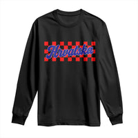 Hrvatska Long Sleeve Shirt Checkered Retro Croatia Zagreb Croatian