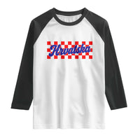 Hrvatska Raglan Shirt Checkered Retro Croatia Zagreb Croatian