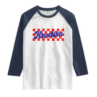 Hrvatska Raglan Shirt Checkered Retro Croatia Zagreb Croatian