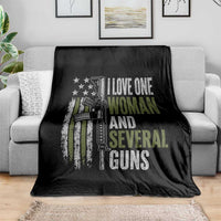 I Love One Woman And Several Guns Throw Blanket Vintage American Flag Funny Husband Gun Lover