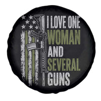 I Love One Woman And Several Guns Spare Tire Cover Vintage American Flag Funny Husband Gun Lover