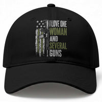 I Love One Woman And Several Guns Baseball Cap Vintage American Flag Funny Husband Gun Lover