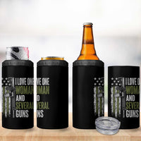 I Love One Woman And Several Guns 4 in 1 Can Cooler Tumbler Vintage American Flag Funny Husband Gun Lover