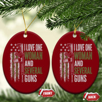 I Love One Woman And Several Guns Ceramic Ornament Vintage American Flag Funny Husband Gun Lover