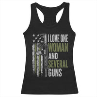 I Love One Woman And Several Guns Racerback Tank Top Vintage American Flag Funny Husband Gun Lover