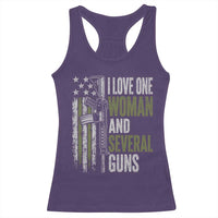 I Love One Woman And Several Guns Racerback Tank Top Vintage American Flag Funny Husband Gun Lover