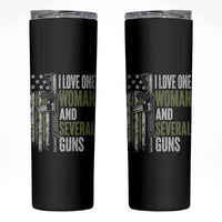 I Love One Woman And Several Guns Skinny Tumbler Vintage American Flag Funny Husband Gun Lover