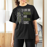 I Love One Woman And Several Guns T Shirt For Women Vintage American Flag Funny Husband Gun Lover