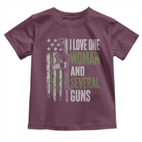 I Love One Woman And Several Guns Toddler T Shirt Vintage American Flag Funny Husband Gun Lover