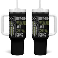 I Love One Woman And Several Guns Tumbler With Handle Vintage American Flag Funny Husband Gun Lover