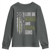 I Love One Woman And Several Guns Youth Sweatshirt Vintage American Flag Funny Husband Gun Lover