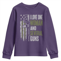 I Love One Woman And Several Guns Youth Sweatshirt Vintage American Flag Funny Husband Gun Lover