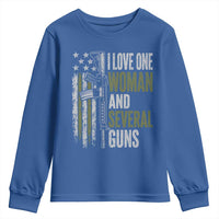 I Love One Woman And Several Guns Youth Sweatshirt Vintage American Flag Funny Husband Gun Lover