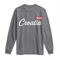 Croatia Long Sleeve Shirt Hrvatska Simple Love Croatian Flag Heart