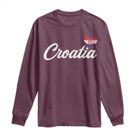 Croatia Long Sleeve Shirt Hrvatska Simple Love Croatian Flag Heart