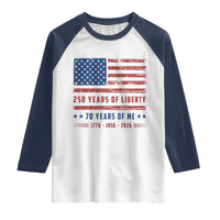 Patriotic 70th Birthday USA 250th Anniversary Raglan Shirt 250 Years of Liberty 1956 70 Year Old Gift