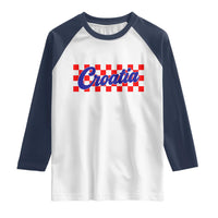 Croatia Raglan Shirt Checkered Retro Hrvatska Zagreb Croatian