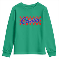 Croatia Youth Sweatshirt Checkered Retro Hrvatska Zagreb Croatian