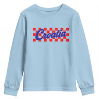 Croatia Youth Sweatshirt Checkered Retro Hrvatska Zagreb Croatian