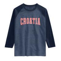 Vintage Croatia Raglan Shirt Retro Varsity Hrvatska Flag Zagreb Croatian