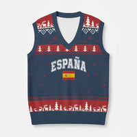 España Vintage Spanish Flag Pride Graphic V-Neck Knit Sweater Vest