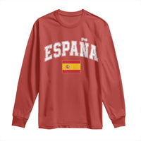 España Vintage Spanish Flag Pride Graphic Long Sleeve Shirt