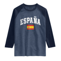 España Vintage Spanish Flag Pride Graphic Raglan Shirt