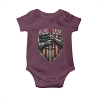 Catholic Knight Templar Crusader Baby Onesie Rertro Deus Vult American Flag