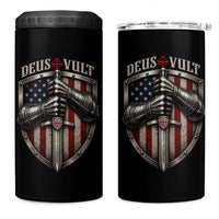 Catholic Knight Templar Crusader 4 in 1 Can Cooler Tumbler Rertro Deus Vult American Flag
