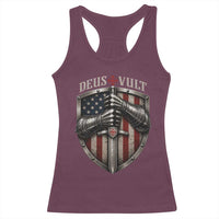 Catholic Knight Templar Crusader Racerback Tank Top Rertro Deus Vult American Flag