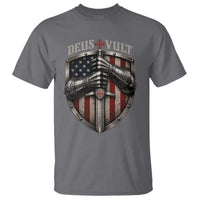 Catholic Knight Templar Crusader T Shirt Rertro Deus Vult American Flag